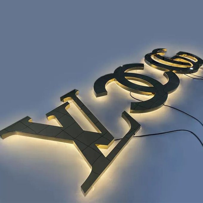 Custom Laser Cutting 3D Titanium Signage 304 Mirror Stainless Steel Letter Sign Storefront Advertise Display