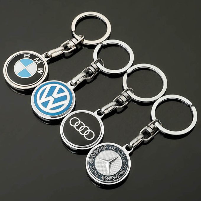 3D Metal Car Key Ring Keychain Chrome Holder Logo Auto Accessories Car logo Badge Emblem1