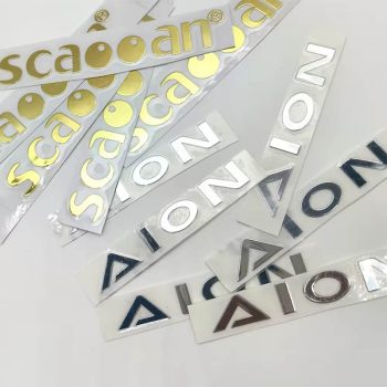 Custom Heat Gold Silver Electroforming Metal Nickel 3D Label Logo UV Decal Vinyl Transfer Sticker