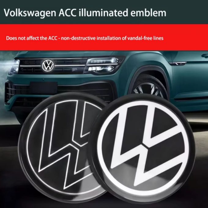 volkswagen acc car luminous front grill emblem golf 7 7.5 8 passat polo tiguan vw auto logo